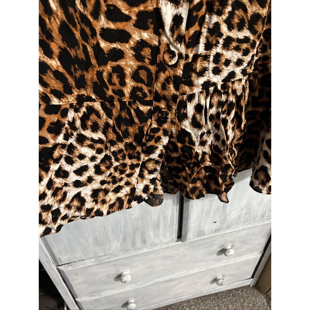 Talbots ruffled button up leopard maxi skirt larg… - image 4